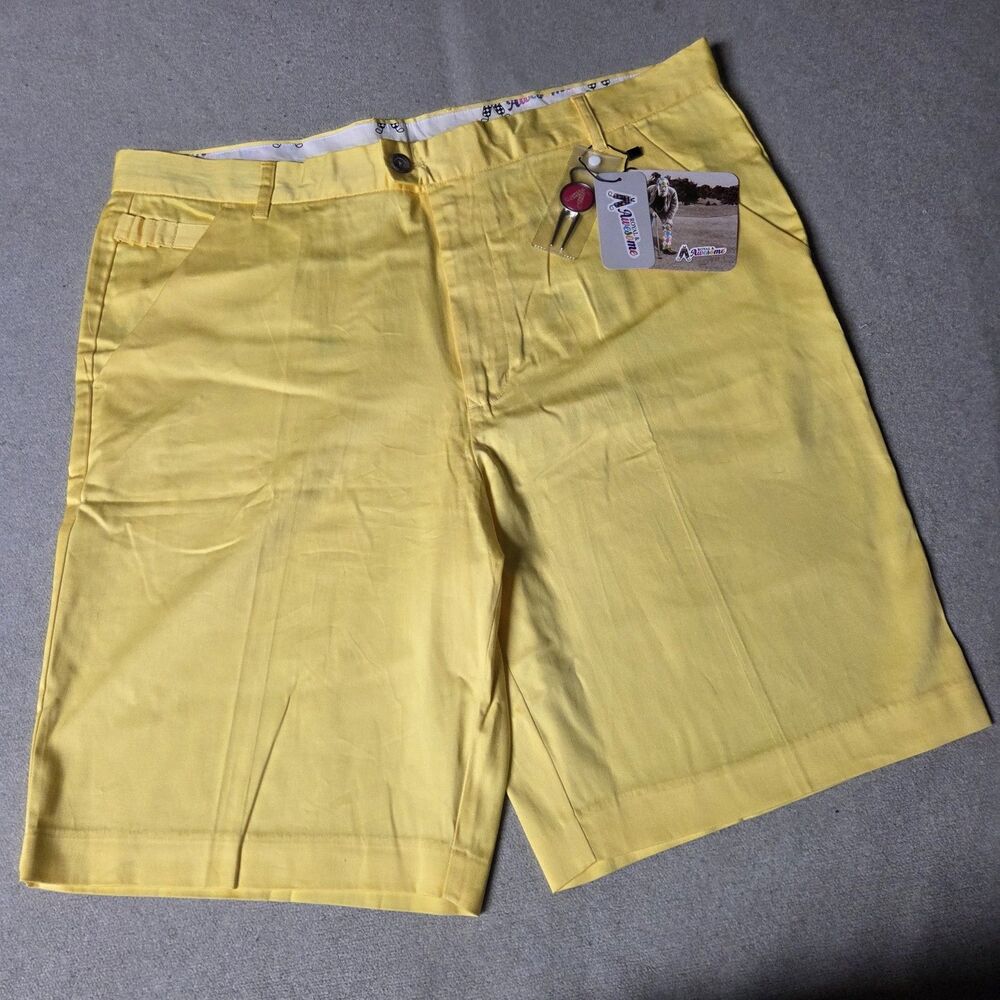 Royal and Awesome Mens Golf Shorts YOLO Yellow With Tool Size 40 New